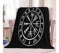 Super Soft Fluffy Fleece Throw Blanket Vikings Logo Simple, Non-Shedding Cozy Blanket for Couch, Sofa or Bed - Ideal for Adults & Kids Room Décor Gift, 130 x 150 cm, Black