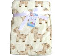 Super Soft & Fluffy Large Patterned Baby Blanket (Cream Ponies)
