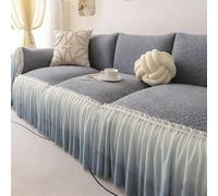 Super Soft Funny Fuzzy Sofa Cover, Modern Plush Couch Cover Skirt Hemming, Machine Wash, Scratch-resistant Furniture Protector Blue 180x260cm/70.9x102.4in