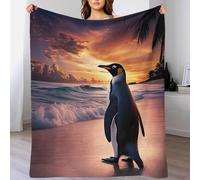 Super Soft King Penguin Throw Blanket 70x80inch(180x200cm) Premium Silky Flannel Fleece 3D Antarctic Animals Lightweight Bed Blanket All Season Use Cozy Wearable Fleece Blanket with Sleeves