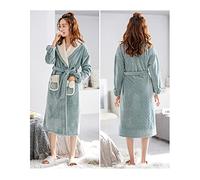 Super Soft Ladies Bathrobe，Womens Cute Robe Luxury Dressing Gowns, Mid-length Bathrobe (Color : Green, Size : L)