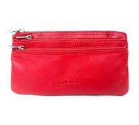 Super Soft Leather 3 Zipped Compartment Coin Purse (Red)