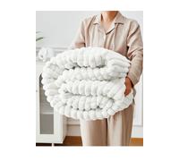 Super Soft Luxury Faux Fur Box Throw Ezysleep Cream Large