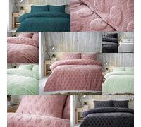 Super Soft Luxury Minky Dot Embossed Teddy Bear Sherpa Wool Feel Anti-Allergy Quilt Duvet Cover Set (Sage Green, King)