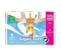 Super Soft Luxury Toilet Tissue - 6 Mega Rolls (Equals 9 Standard Rolls), 2-Ply Ultra Soft, 100% FSC Pure Pulp, Biodegradable & Eco-Friendly Toilet Paper