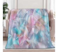 Super Soft Mysterious Soft Geometric Triangle Printed Throw Blanket, Baby Size Fleece Flannel Light Blue Throw Blanket - Cosy Bedding Blankets for Bedroom Bed Couch 39 × 51 inch