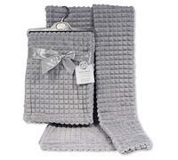 Super Soft Newborn Baby Girl Boy Waffle Nursery Cot Blanket Comforter - Pink, Blue, Grey, White Available (Grey)