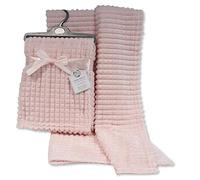 Super Soft Newborn Baby Girl Boy Waffle Nursery Cot Blanket Comforter - Pink, Blue, Grey, White Available (Pink)