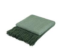 Super Soft Ombre Green Decorative Knit Throw Blanket for Sofa Couch Chair Bed, Lightweight Travel Blanket Nap Throw, Cashmere-Like Soft and Cozy, Delicate Weave Pattern with Fringe, 127x152cm