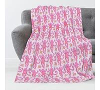 Super Soft Pink Throw Blanket Air Conditioner Blanket Monkey Warm Cozy Flannel Blanket Home Decor for Couch Bed Sofa 50 X40 in