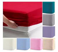 Super Soft Plain Flannelette Extra Deep Fitted Sheets 16”(40cm) 100% Brushed Cotton Flannel Fitted Bed Sheet Bottom Bed Covers (King Size, Cream)