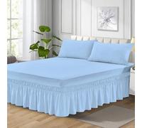 Super Soft Poly Cotton Valance Sheet Small Double Valance Base Sheet Plain Dyed Non Iron Solid Color Deep Frilled Mattress Sheet Small Double Valance Sheet Sky Blue - 122 X 190 + 25 cm Frill 40 cm