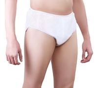 Super Soft Premium Quality Men's Disposable Non-Woven Briefs (5 Pack) , White 1-pack, Medium (Waist 34 - 36 inches)