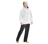 CityComfort Mens Pyjamas Set, Fleece Pyjama For Men, Winter Lounge Wear With Warm Hoodie And Soft Bottoms, Cosy And Fluffy Nightwear, Novelty Gifts For Men (2XL, Grey)
