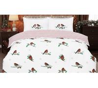 Super Soft Robin Duvet Set - Reversible Holly & Candy Cane Print: Double
