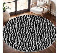 Super soft Round Rugs for Living Room Ø100cm, Geometric Chime Patterns Washable Non Slip Rugs for Bedroom, Black And White Circle Carpet for Living Room Kid’s Room Dining, Easy Care Floor Mat