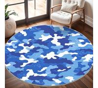 Super soft Round Rugs for Living Room Ø180cm, Abstract Camouflage Pattern Washable Non Slip Rugs for Bedroom, Navy Blue Circle Carpet for Living Room Kid’s Room Dining, Easy Care Floor Mat