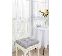 Super Soft Seat Cushions With Ties Luxurious Removable Padded Quilted Style Seat Cushions For Indoor Outdoor Garden Patio Dinning Kitchen and Office Chairs (4 Seat Cushions, Grey/Silver)