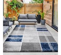 Super Soft Shaggy Area Rug for Bedroom with a Geometric Pattern Non Shed Large Rug Living Room Hallway Dining Room Carpet Floor Mat - Blue, 160 x 230cm