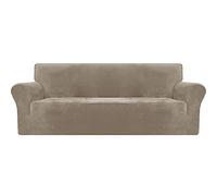 Super Soft Stretch Velvet Sofa Cover with Non-Slip rts, Machine Washable, Elegant White for Living Room, Armchair/Single Seat Protector