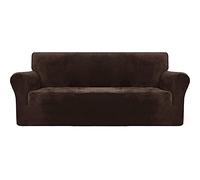 Super Soft Stretch Velvet Sofa Cover with Non-Slip rts, Washable Couch Protector for Living Room, Fits Armchair/Single Seat, White