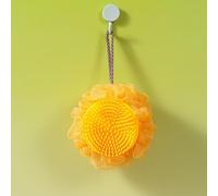 Super Soft Sunflower Bath Ball, 2-in-1 Sunflower Bath Ball with Sponge Cleaning Brush, Mesh Bath Sponge for Women Men Shower (Yellow)