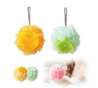 Super Soft Sunflower Bath Ball, 2025 Upgrade 2-in-1 Sunflower Bath Ball with Sponge Cleaning Brush, Mesh Bath Sponge for Women Men Shower (Yellow+Green)