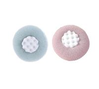 Super Soft Sunflower Suction Cup Bath Ball, 2025 New 2-in-1 Sunflower Bath Ball Exfoliating Bath Sponge Cleaning Brush, Sponge Mesh Pouf Shower Ball for Women, Men Shower (Blue+Purple)