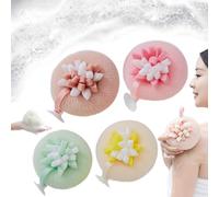 Super Soft Sunflower Suction Cup Bath Ball, 2025 New 2-in-1 Sunflower Bathing Ball with Finger Rings, Exfoliating Bath Sponge Cleaning Brush for Women & Men (4PCS)