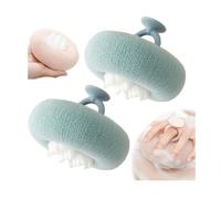 Super Soft Sunflower Suction Cup Bath Ball, 2025 New 2-in-1 Sunflower Bathing Ball with Finger Rings, Exfoliating Bath Sponge Cleaning Brush, Shower Loofah Sponge for Women & Men (Green 2pcs)