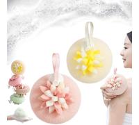Super Soft Sunflower Suction Cup Bath Ball, 2025 New 2-in-1 Sunflower Bathing Ball with Finger Rings, Exfoliating Bath Sponge Cleaning Brush for Women & Men (2PCS-C)