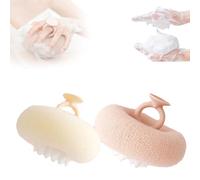 Super Soft Sunflower Suction Cup Bath Ball,New 2-in-1 Sunflower Bath Ball,Women's Bath Brush,Exfoliating Bath Sponge Cleaning Brush, Mesh Shower Body Sponge Bath Accessories (White+Pink)
