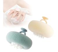Super Soft Sunflower Suction Cup Bath Ball,Super Soft Sponge for Bathing, 2-in-1 Sunflower Bath Ball,Exfoliating Sponge Cleaning Brush,Body Exfoliating Sponges (Beige+Blue)