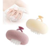 Super Soft Sunflower Suction Cup Bath Ball,Super Soft Sponge for Bathing, 2-in-1 Sunflower Bath Ball,Exfoliating Sponge Cleaning Brush,Body Exfoliating Sponges (Beige+Purple)