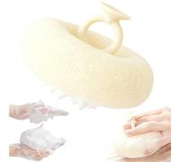 Super Soft Sunflower Suction Cup Bath Ball, Upgraded 2-in-1 Exfoliating Bath Sponge Cleaning Brush, Skin-Friendly Mesh Shower Sponge Pouf for Women Men Adults (Beige)