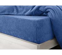 Super Soft Teddy Bear Fitted Sheet Fleece Plush Plain Thermal Fluffy Warm Deep Sheet (French Blue, Double)