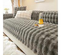 Super Soft Thick lush Sofa Cushion Cover, Non-Slip Faux Fur Furniture Protector, Universal Fit Dark Gray, 70x210cm, Cozy Home Decor Accessory