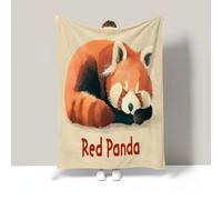 Super Soft Throw Blanket Beige Premium Silky Flannel Fleece Cute Red Panda Pattern Lightweight Couch Sofa Bed Blanket Plush All Season Use Simple Animal Throw, 80"X95"