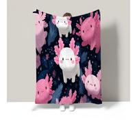 Super Soft Throw Blanket Blue And Pink Premium Silky Flannel Fleece Cute Salamander Pattern Lightweight Couch Sofa Bed Blanket Plush All Season Use Polka Dot Animal Throw, 90"X106"