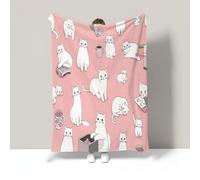 Super Soft Throw Blanket Blush Pink Premium Silky Flannel Fleece Simple Cat Pattern Lightweight Couch Sofa Bed Blanket Plush All Season Use Cute Animals Throw, 60"X80"
