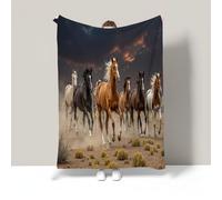 Super Soft Throw Blanket Brown Premium Silky Flannel Fleece Wild Horses Pattern Lightweight Couch Sofa Bed Blanket Plush All Season Use Desert Animals Throw, 60"X80"