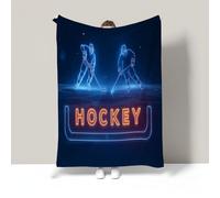 Super Soft Throw Blanket Dark Blue Premium Silky Flannel Fleece 3D Ice Hockey Player Pattern Lightweight Couch Sofa Bed Blanket Plush All Season Use Modern Poster Throw, 30"X40"