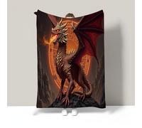 Super Soft Throw Blanket Orange Premium Silky Flannel Fleece Fantasy Fire Dragon Pattern Lightweight Couch Sofa Bed Blanket Plush All Season Use Game Animal Throw, 30"X40"