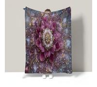 Super Soft Throw Blanket Plum Premium Silky Flannel Fleece 3D Pearl Mandala Pattern Lightweight Couch Sofa Bed Blanket Plush All Season Use Luxurious Floral Throw, 30"X40"