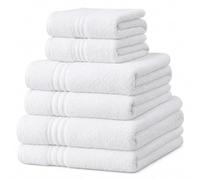 Super Soft Towel Set 6 Piece Bale White, 100% Cotton Lint Free Bath Sheets 96x180cm, Hand Towels 50x78cm, Face Towels 28x28cm, Hotel Quality Highly Absorbent Quick Dry Towels for Home, Pool, Spa & Gym