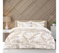 Super Soft Tropical Leaf Duvet Set, Easy Care Natural Palm Leaf Design Reversible 100% Polyester Microfibre Hypoallergenic Bedding Set with Pillowcases, Double Duvet Cover Set (200cm x 200cm)