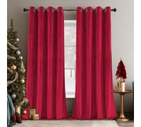 Super Soft Velvet Blackout Curtains for Bedroom Thermal Insulated Grommet Drapes Soundproof Window Treatments 2 Panels Red 70x45 inches (WxL)