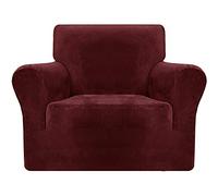 Super Soft Velvet Couch Cover with Non-Slip rts, Stretchable and Machine Washable, Perfect for Living Room, Armchair/Single Seat, White