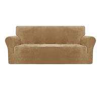 Super Soft Velvet Stretch Sofa Cover with Anti-Slip rts, Machine Washable, Perfect for Living Room, Armchair/Single Seat, White Decor Upgrade