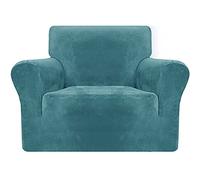 Super Soft Velvet Stretch Sofa Cover with Non-Slip rts, Machine Washable, Perfect for Living Room, Armchair/Single Seat, White - Cozy & Durable